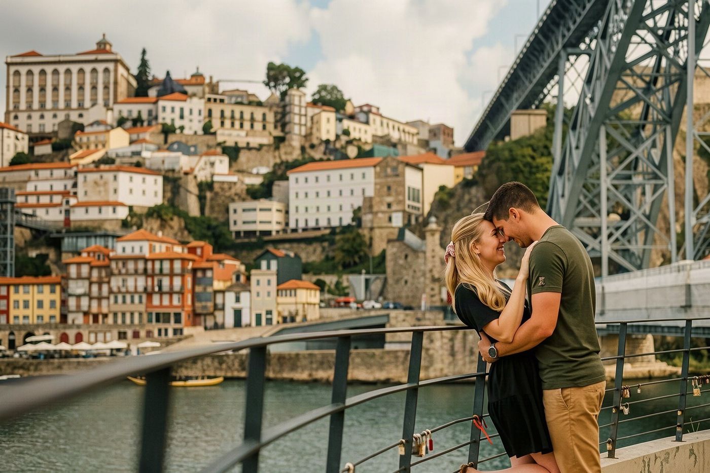 Ein Aussichtspunkt über den Douro in der Abenddämmerung