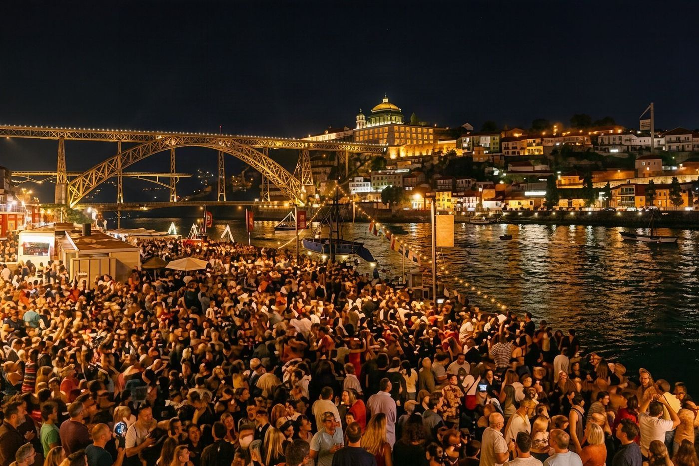 A festival night in the streets of Porto