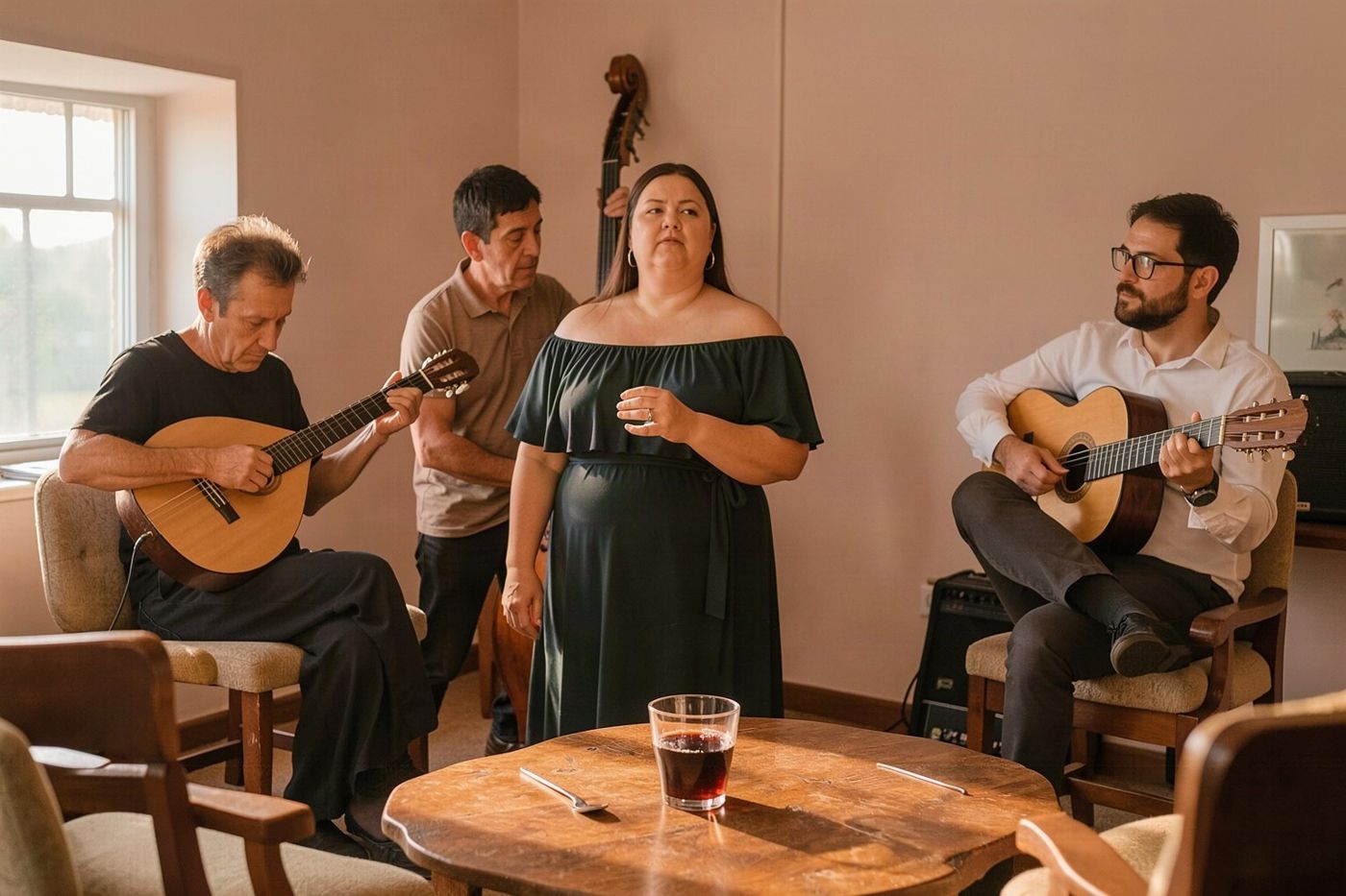 A Portuguese guitar in a small fado room