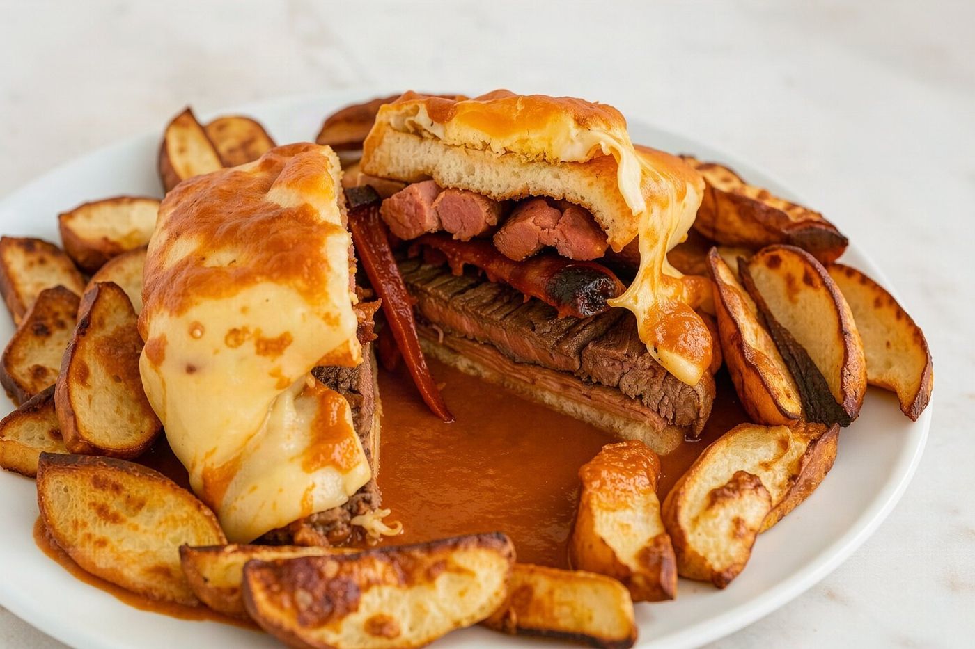 A francesinha cut open