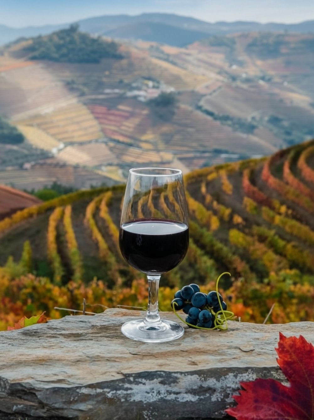 Ein Glas dort, wo die Trauben wuchsen