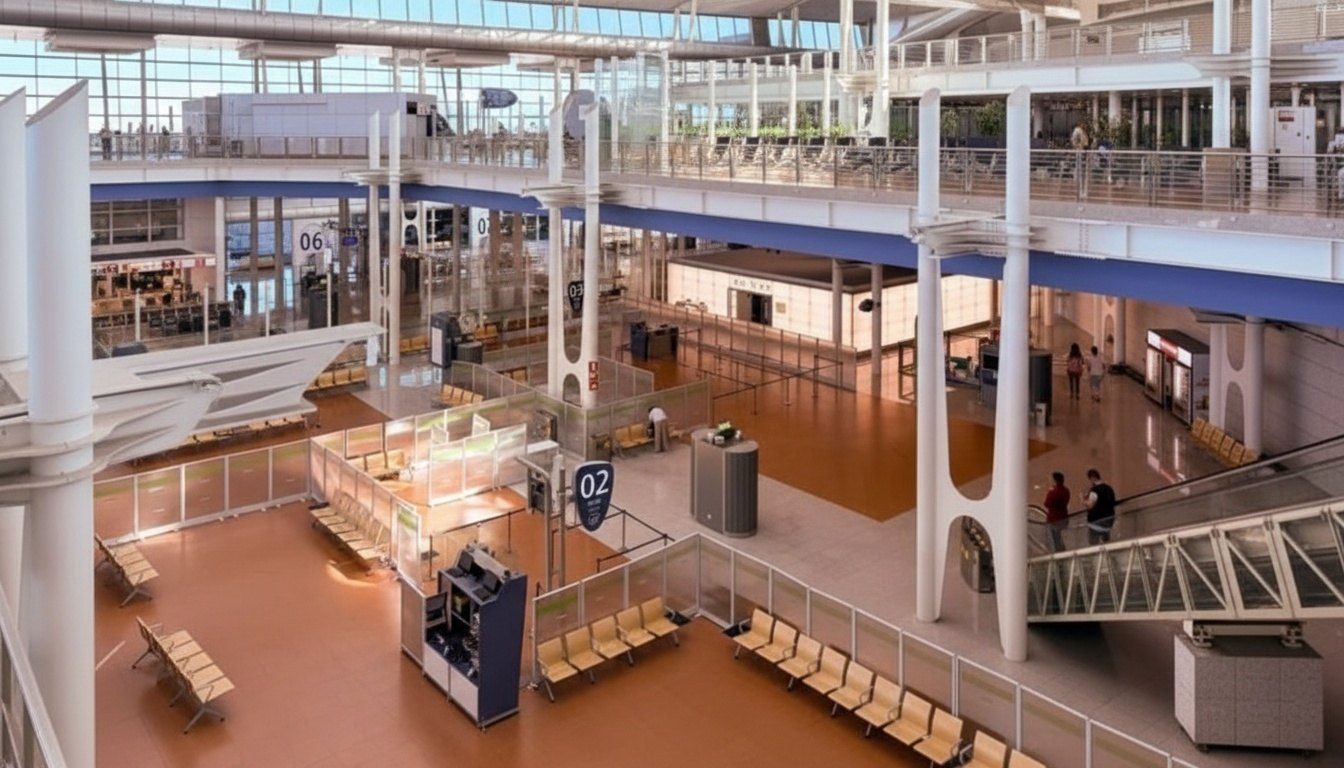 Porto airport terminal, where most hire cars are collected