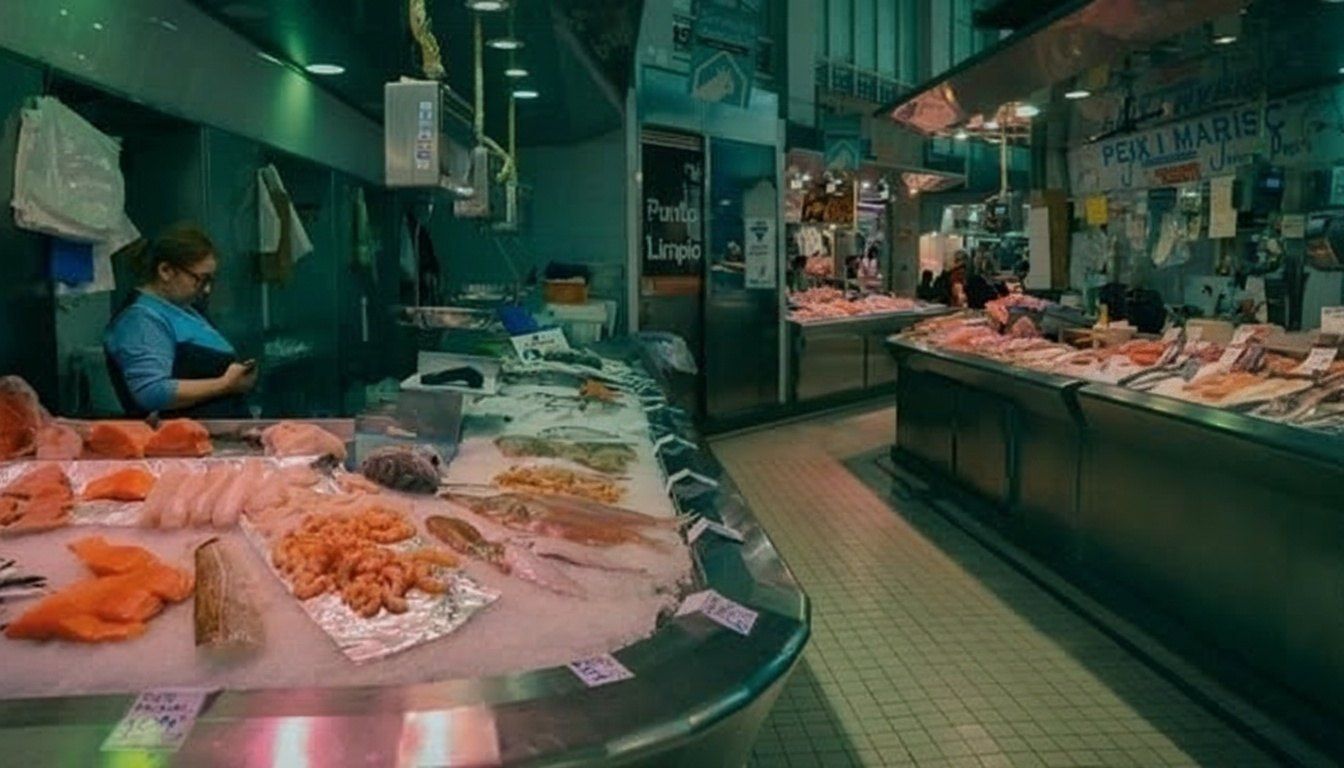 A shellfish counter in a Porto marisqueira