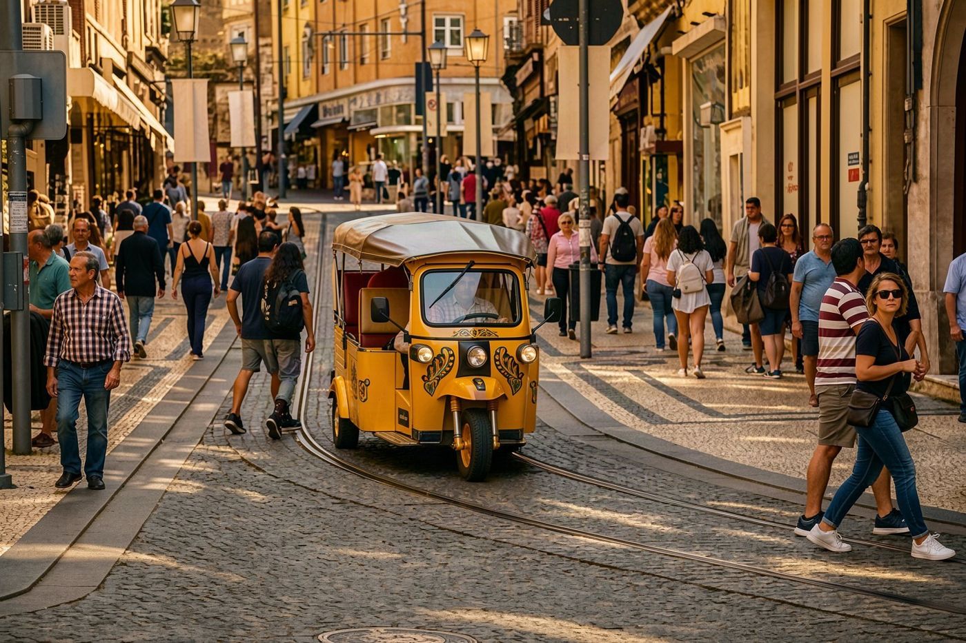 A tuk-tuk in Porto's old town