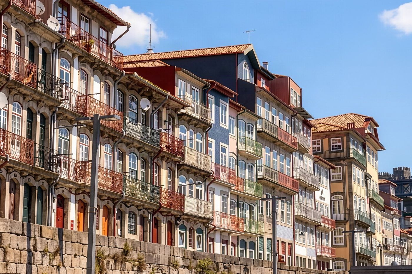 Balconied apartment buildings in the Baixa