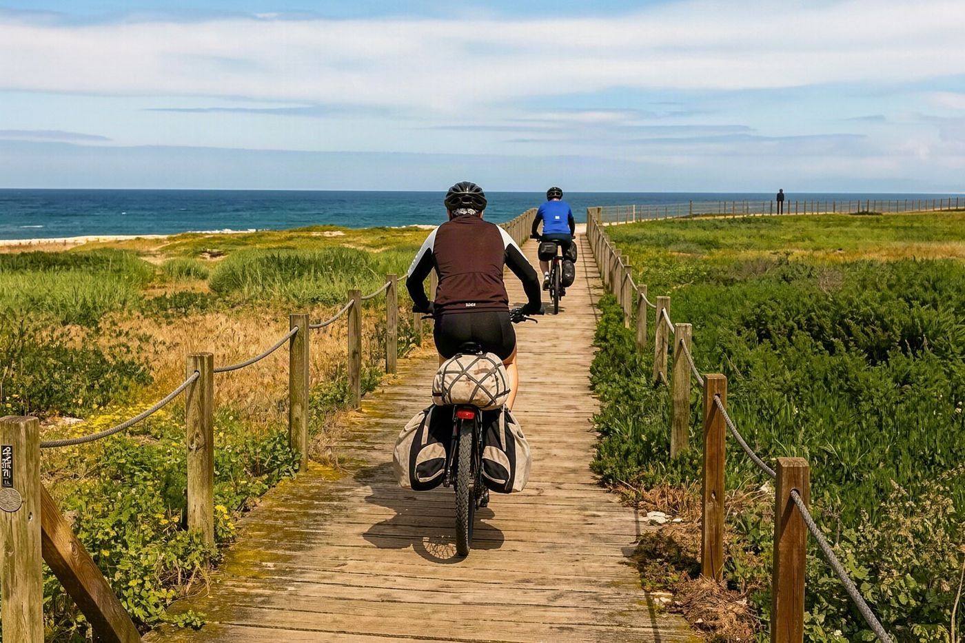 Cyclists on the Portuguese coast
