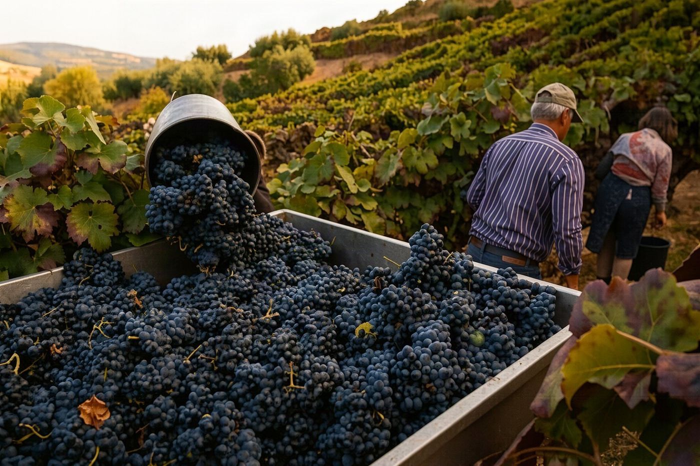 Grapes in a lagar during the Douro harvest