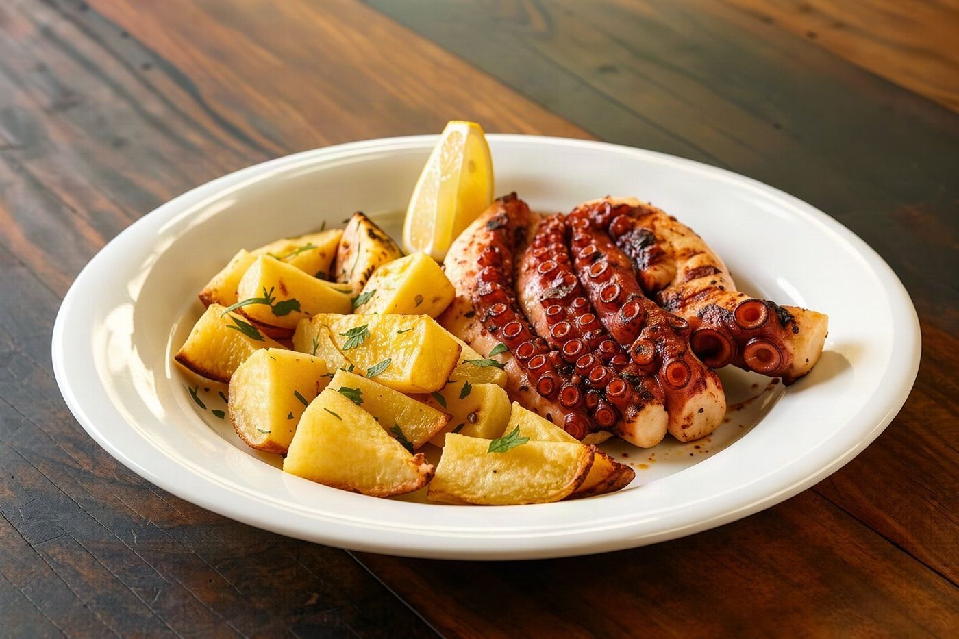 Polpo alla griglia su un piatto