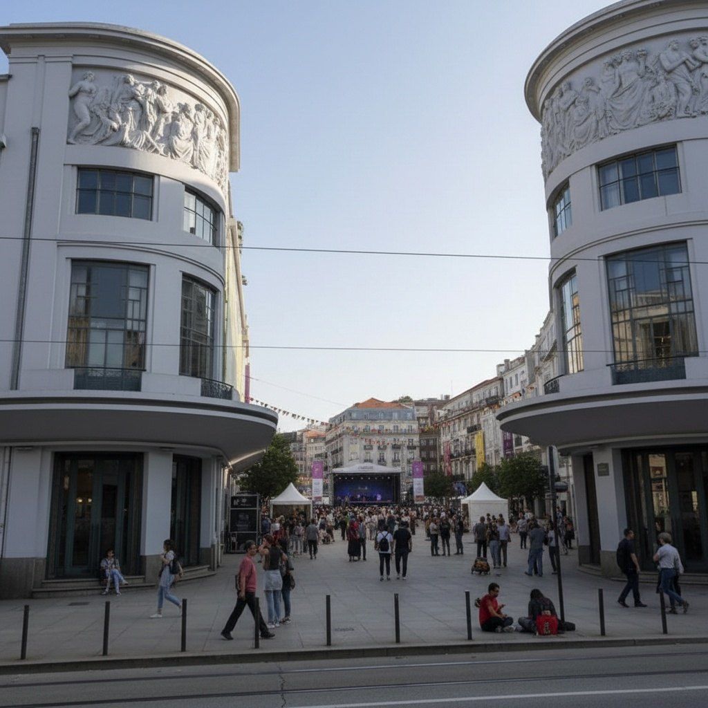 The Aliados avenue in Porto filled for an event