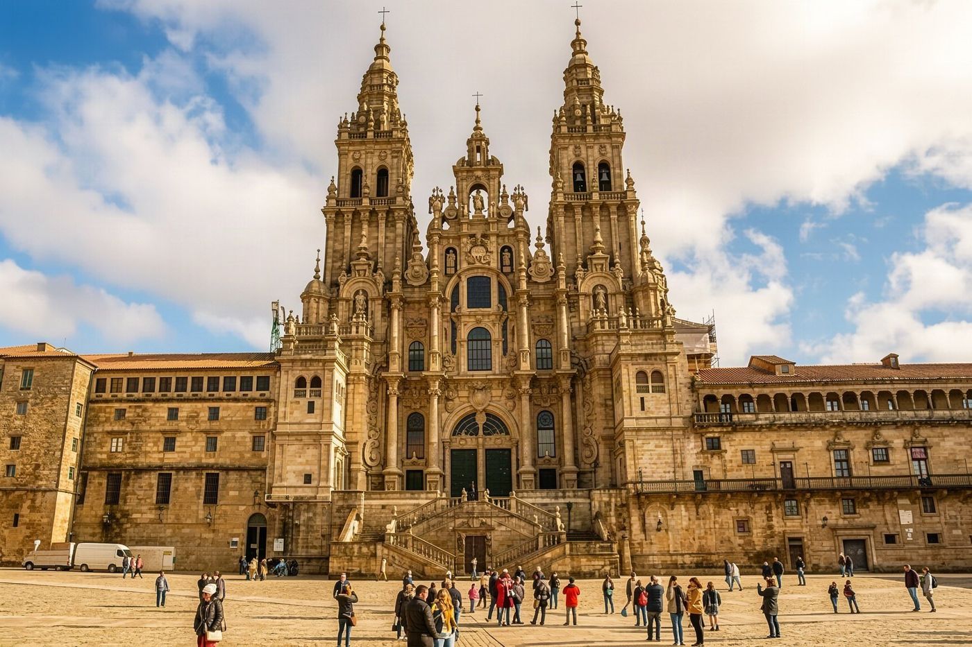 The cathedral square at Santiago de Compostela