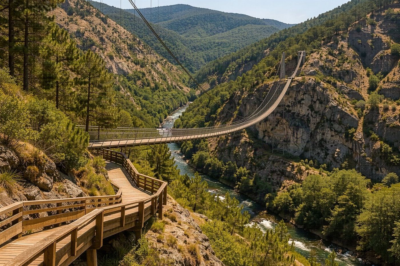 The wooden walkway of the Passadiços do Paiva