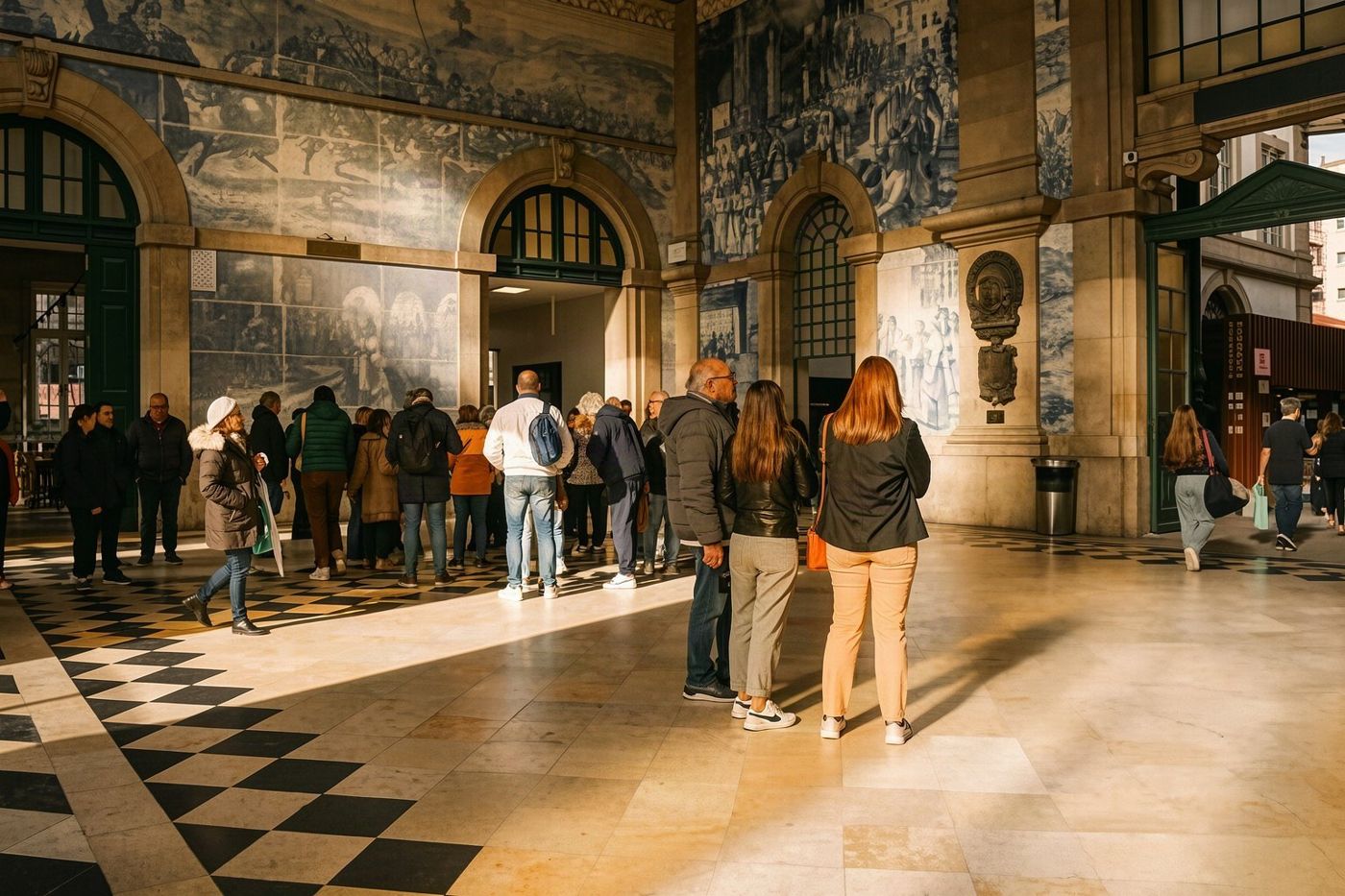 The tiled entrance hall of São Bento station